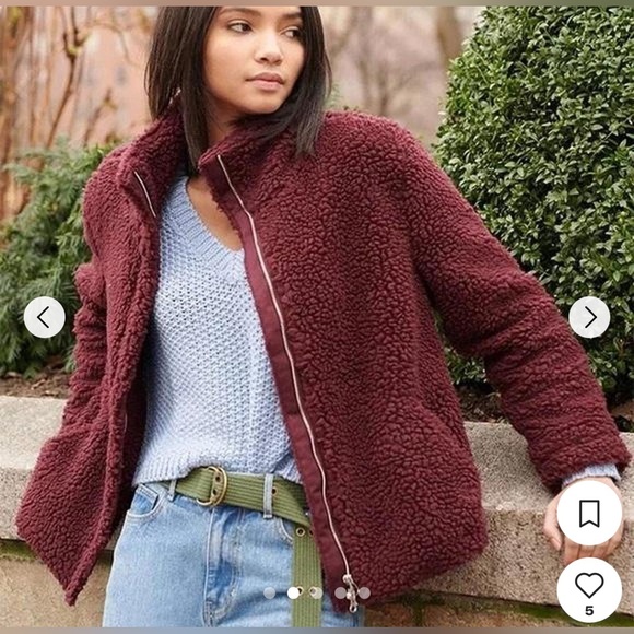 NEW Pacsun Burgundy Sherpa Jacket - Picture 1 of 4